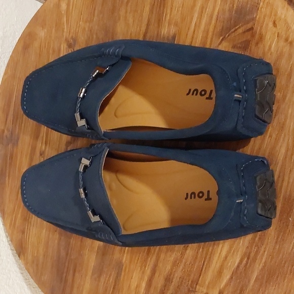 Go Tour Mens Navy Blue Suede Driving Moccasins/loafers Neutral Luxe Sz. 10.5 M - Picture 3 of 10
